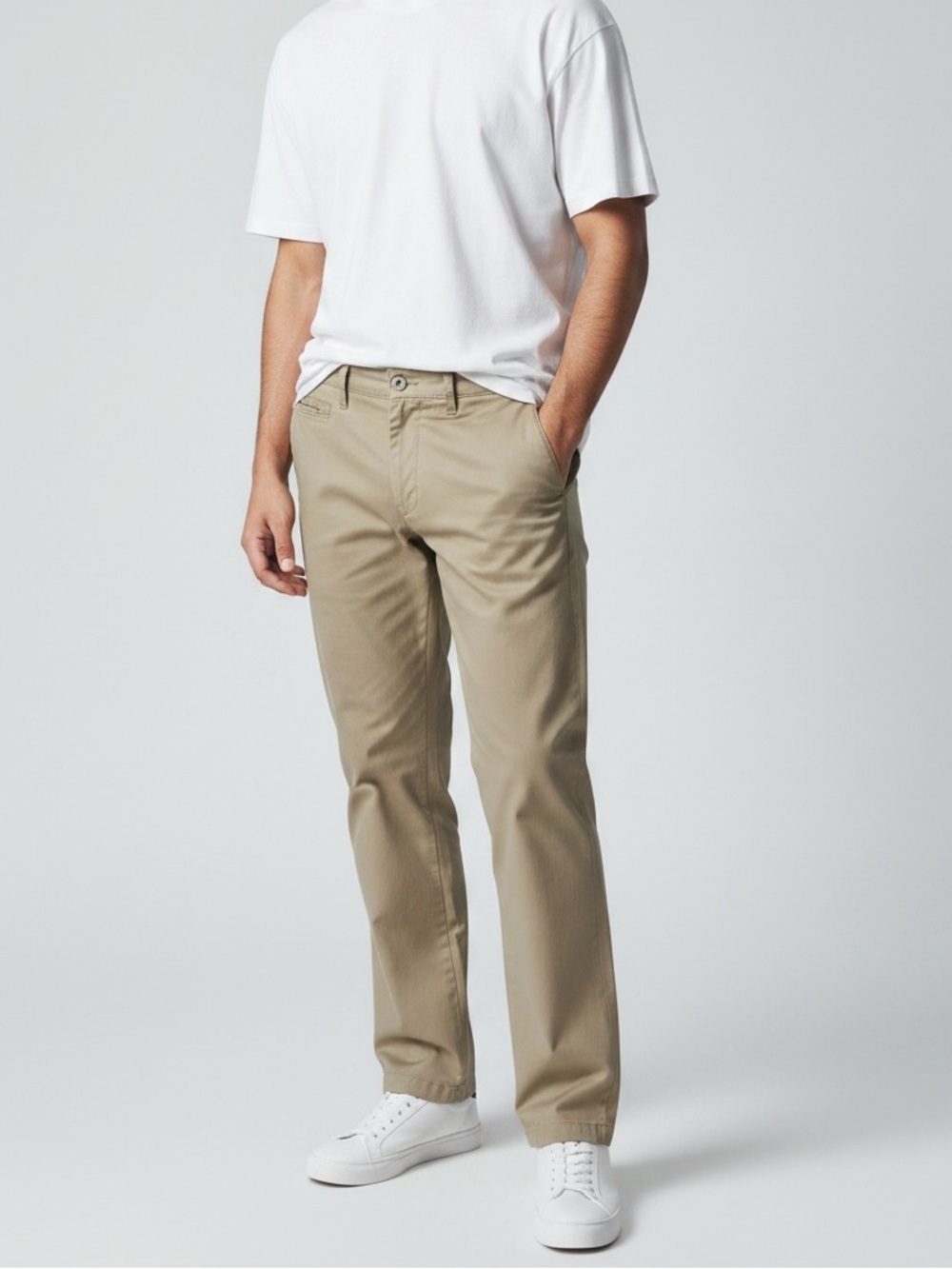 English Laundry Men's Khaki Straight-Leg Dress Pants